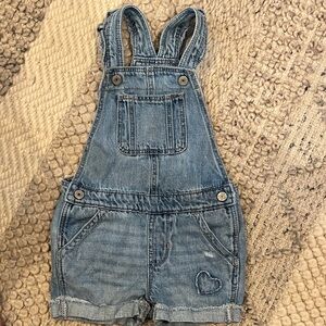 GAP Kids Blue Denim Overalls with Heart Accent